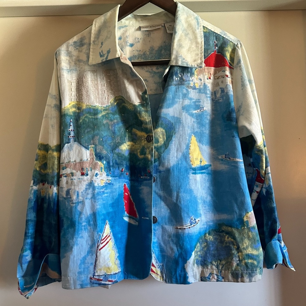 Drapers &‎ Damon’s vintage women’s top nautical scene size Medium petite